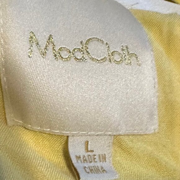 ModCloth Inclined to Impress Bold Yellow Floral Print Dress Cottagecore Sz Large - Picture 11 of 12